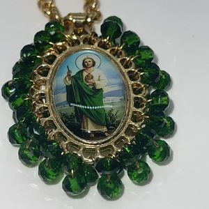Saint Juda pendant in rolo gold plated chain
